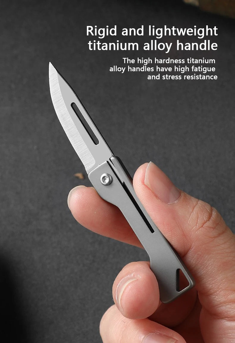 Titanium alloy outdoor utility knife mini folding knife portable pocket knife for express delivery box opening tool