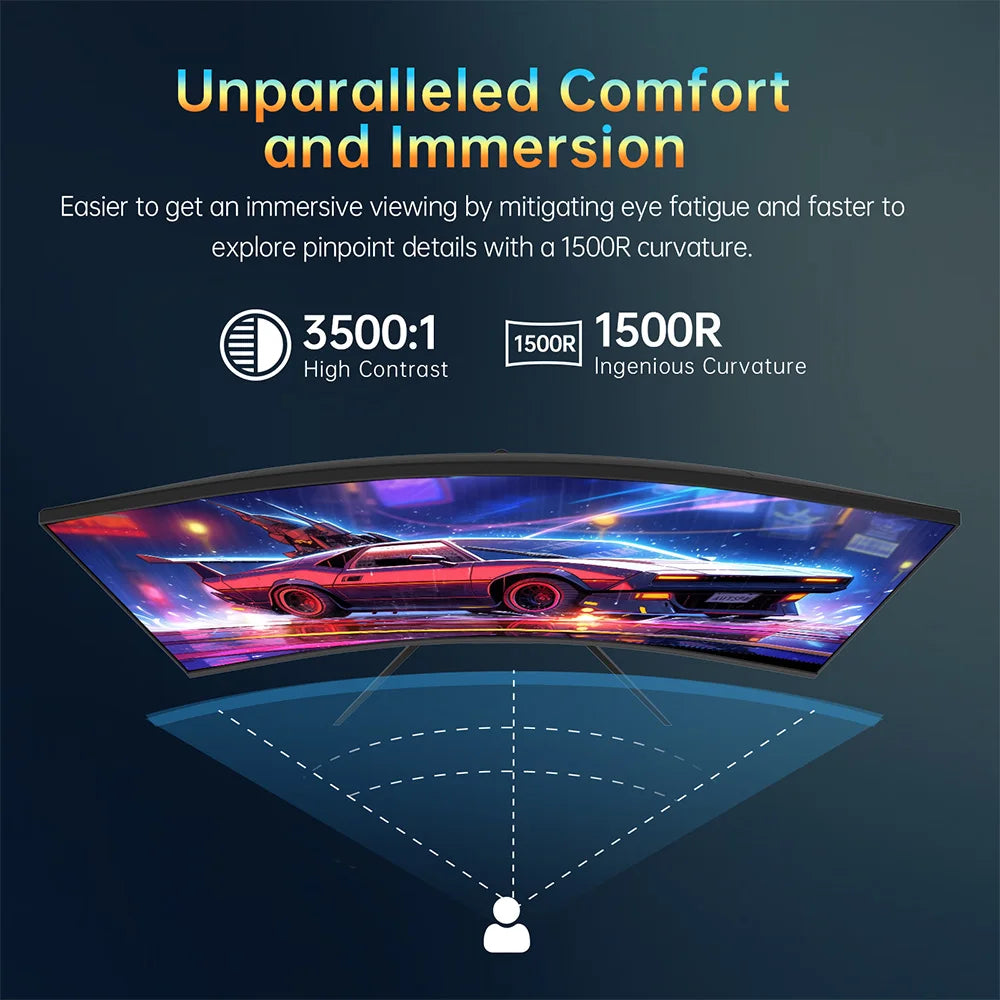 KTC H32S17 Gaming Monitor 32-inch 2560x1440 QHD 180Hz HVA Curved 1500R 300cd/m2 Brightness, 125% sRGB, 1ms(MPRT) Response Time