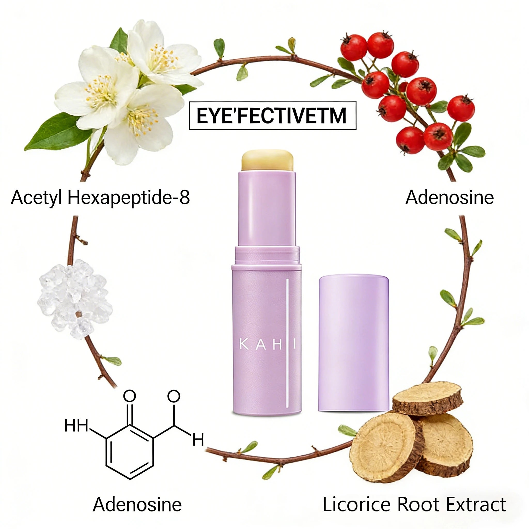 KAHI Eye Balm Stick Acetyl Hexapeptide 8 Dark Circles Wrinkle Reduction Puffiness Care Metal Head Massage Korean Skincare