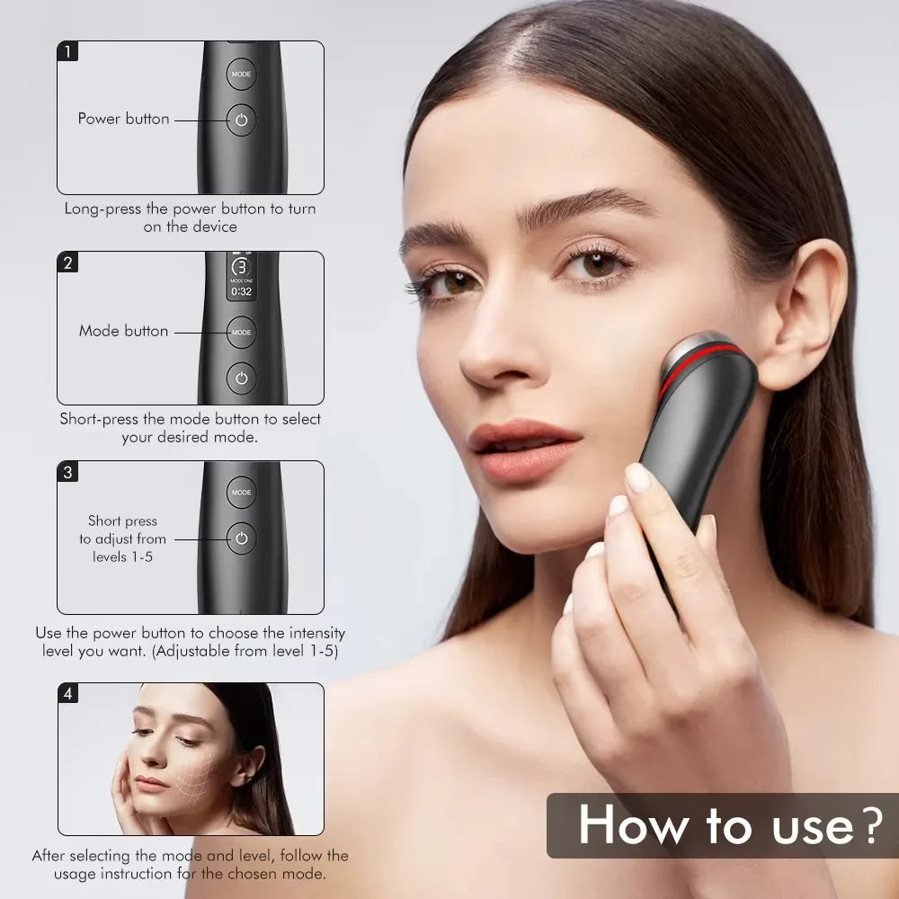 NEW 6 in 1 Multifunction Ager Booster Pro Skin Therapy Wand Facial Led Lights Beauty Device