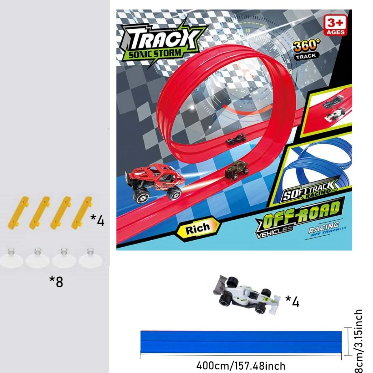 DIY Assembled Soft Track Car with Inertia Return for Kids  Rolls Up Portable DIY Racetrack Birthday Gifts for children