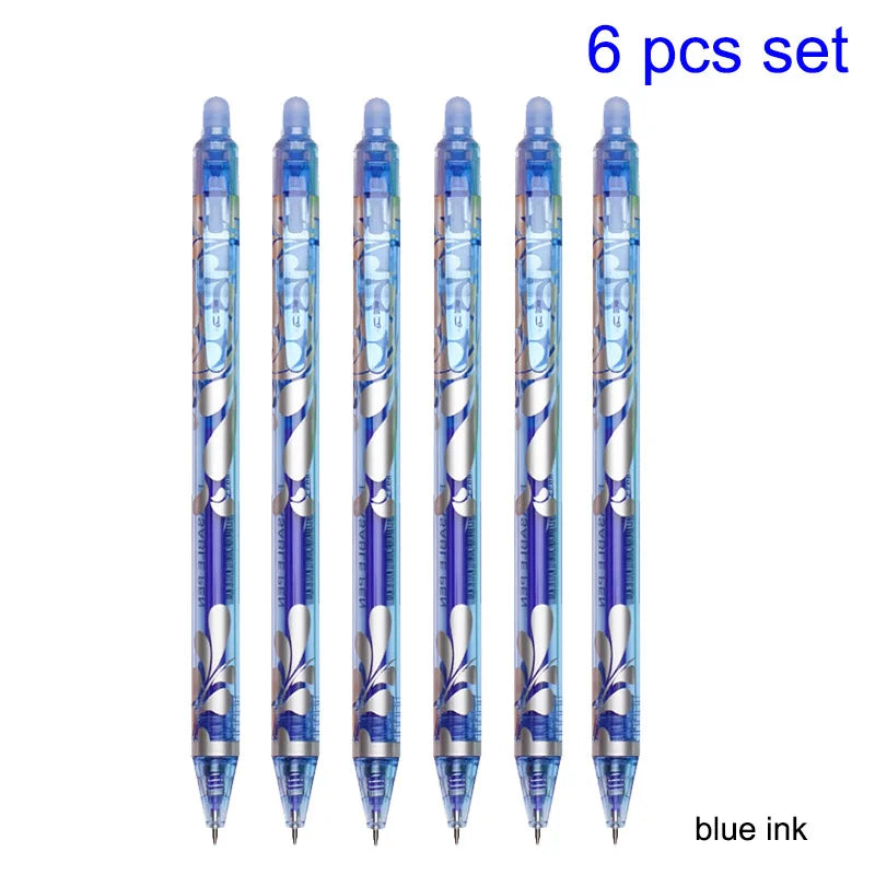 6pcs New 0.5mm Erasable Gel Pens Set 6colors Refill Rod Magic Ink Erasable Pen Washable Handle Office Writing School Stationery