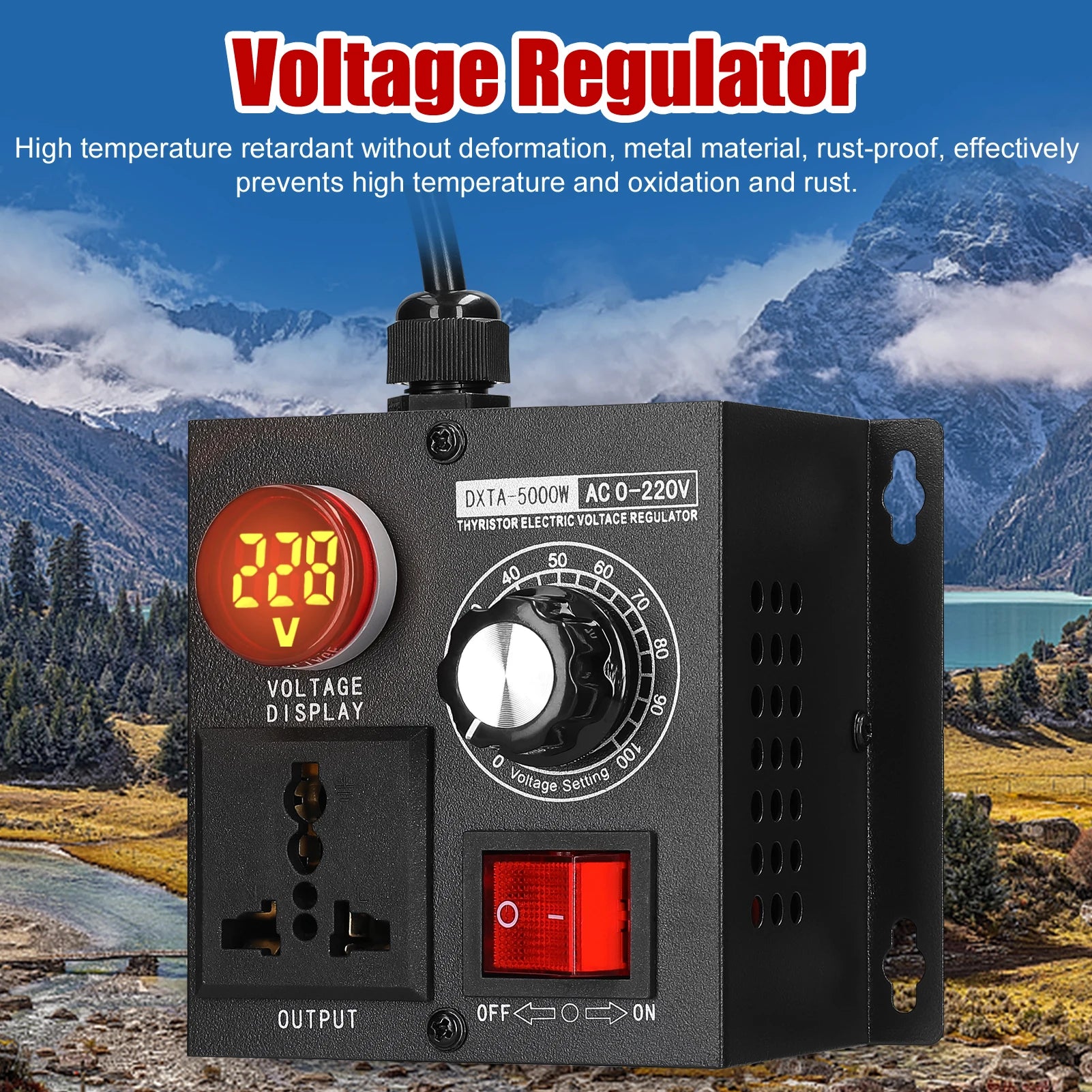 Portable Variable Monophase Voltage Controller Temperature Speed Light Adjuster AC220V 5000W Stepless Voltage Regulator