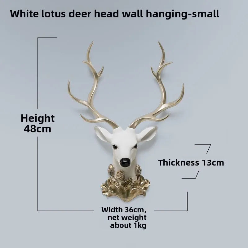 Resin decorative items, American-style living room TV background wall decorations, wealth-attracting deer head wall hangers