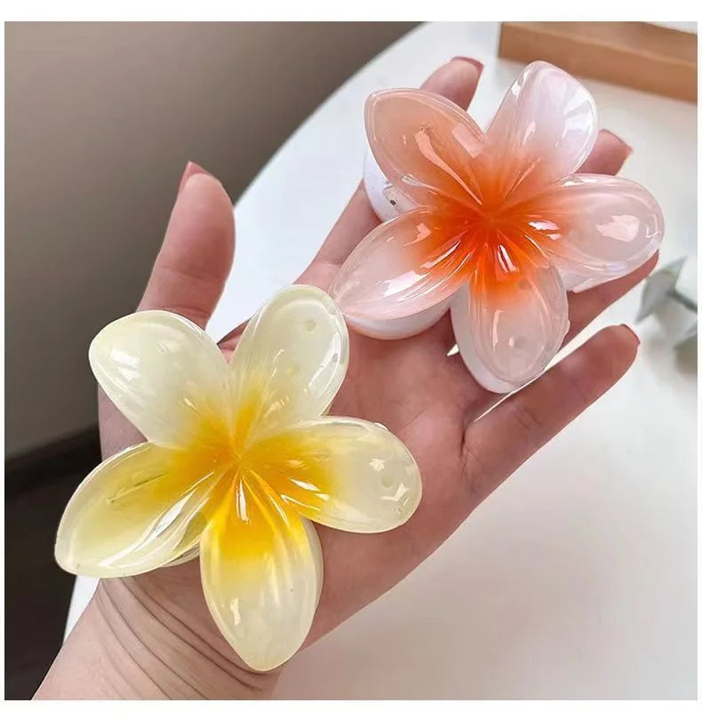 Bohemian Flower Hair Claw Clip For Women Sweet Floral Hair Claws Crab Clamp Barrettes Hawaiian Headwear Beach Accessories Girl