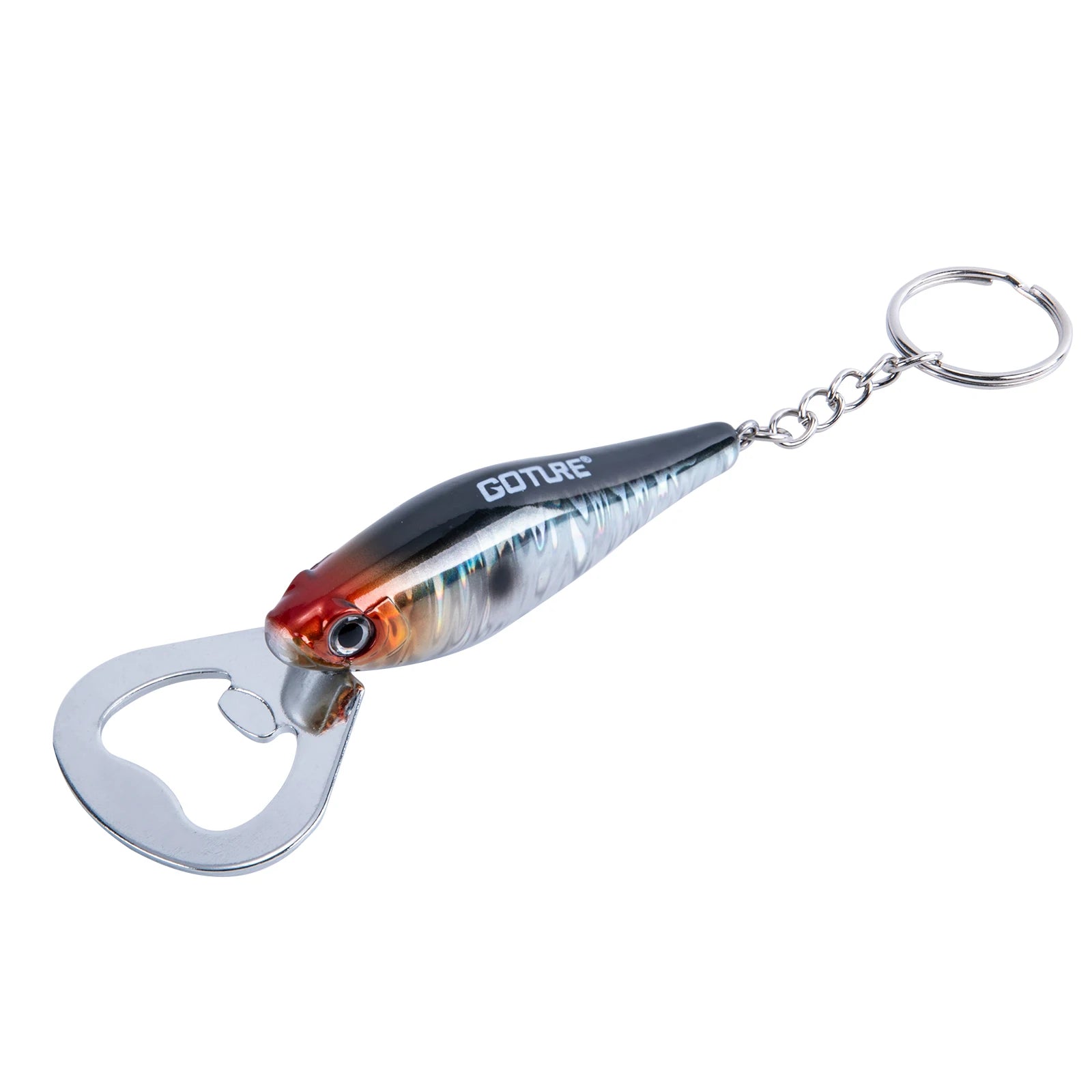 Goture Durable Beer Bottle Opener Fishing Lure Shape Key Design Stainless Steel Flat Speed Bottle Cap Opener for Kitchen Tool