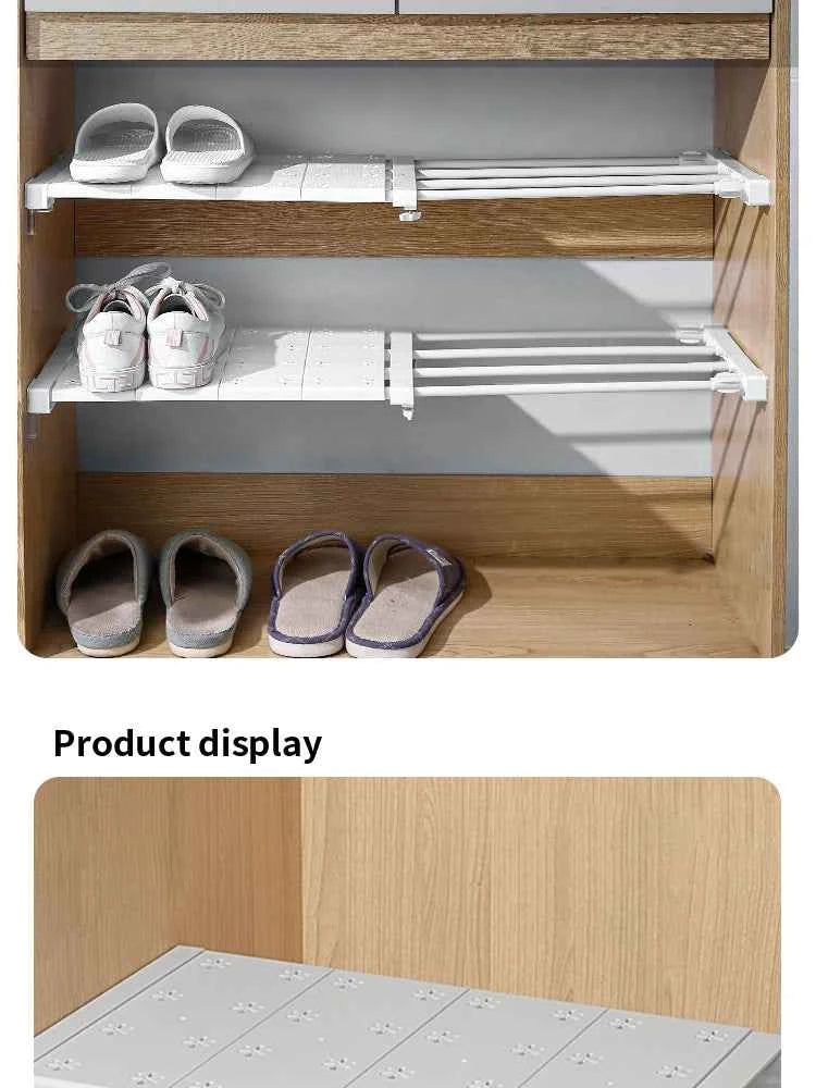 White Expandable Divider Punch-free Retractable Layers Board for Wardrobe Storage Kitchen and Bathroom Shelf Dormitory Dividers