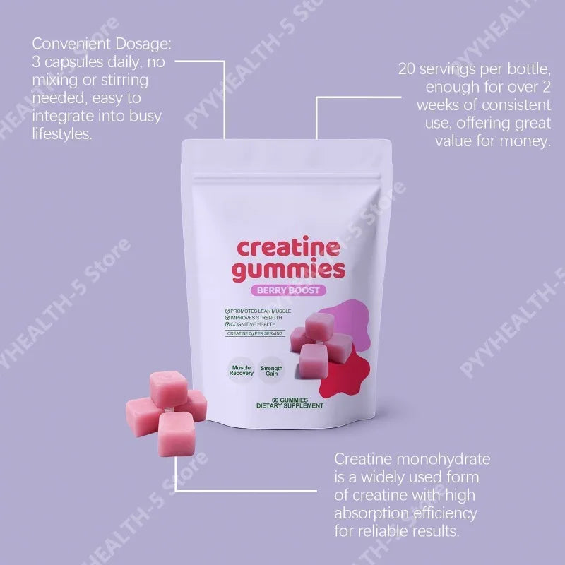 Creatine Gummies Supplement – 60 Chewable Servings