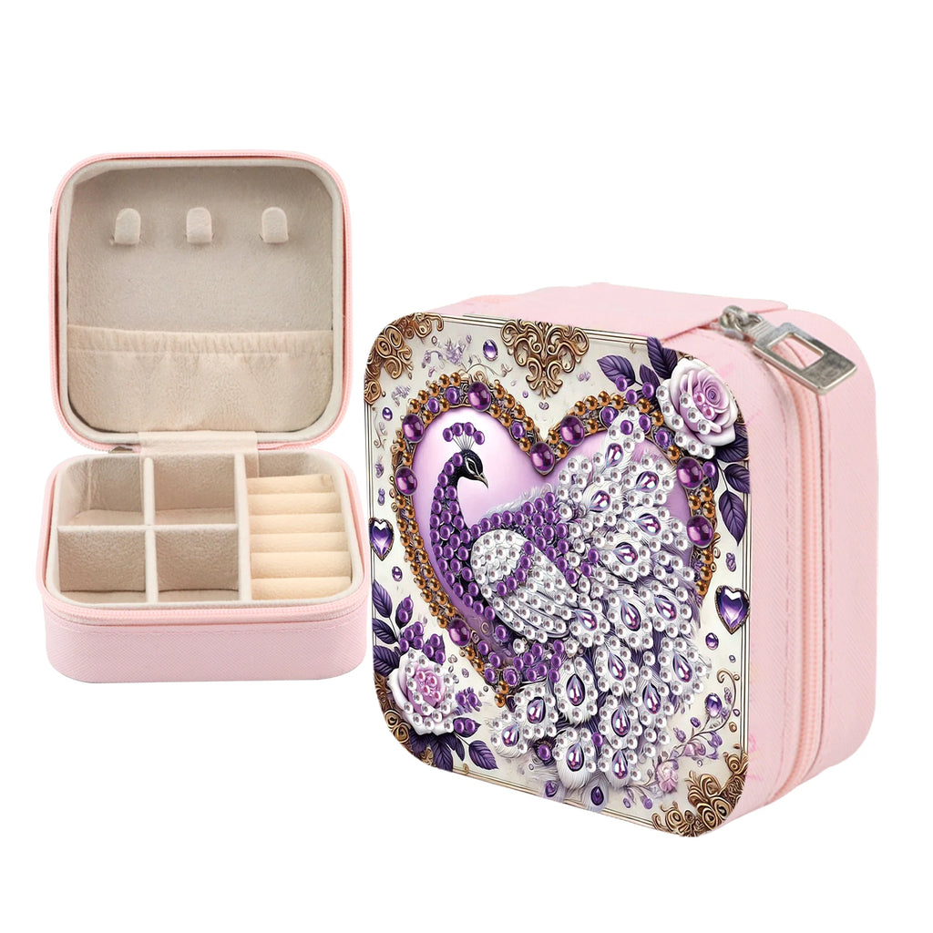 Diamond Art Painting Jewelry Organizer Box kit,DIY Peacock Jewelry Box for Adults, Portable Jewelry Case Jewelry storage Gifts