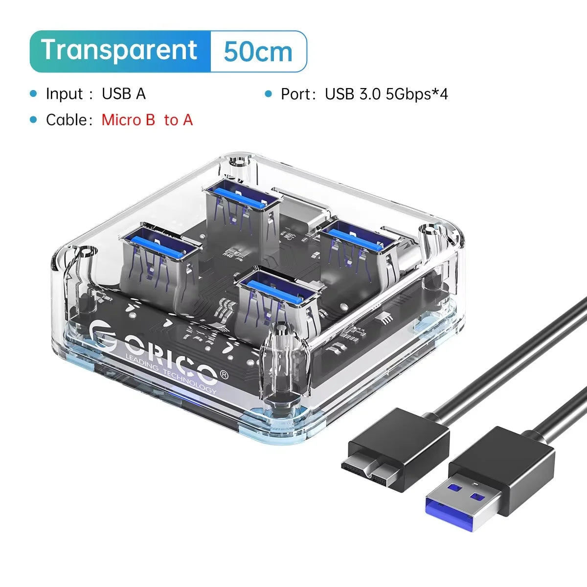 Concentrateur répartiteur USB 3.2 multi 4 ports ORICO 10 Gbit/s avec station d'accueil à fentes USB A et USB C, adaptateur multiple USB3.0, prolongateur pour ordinateur portable et PC