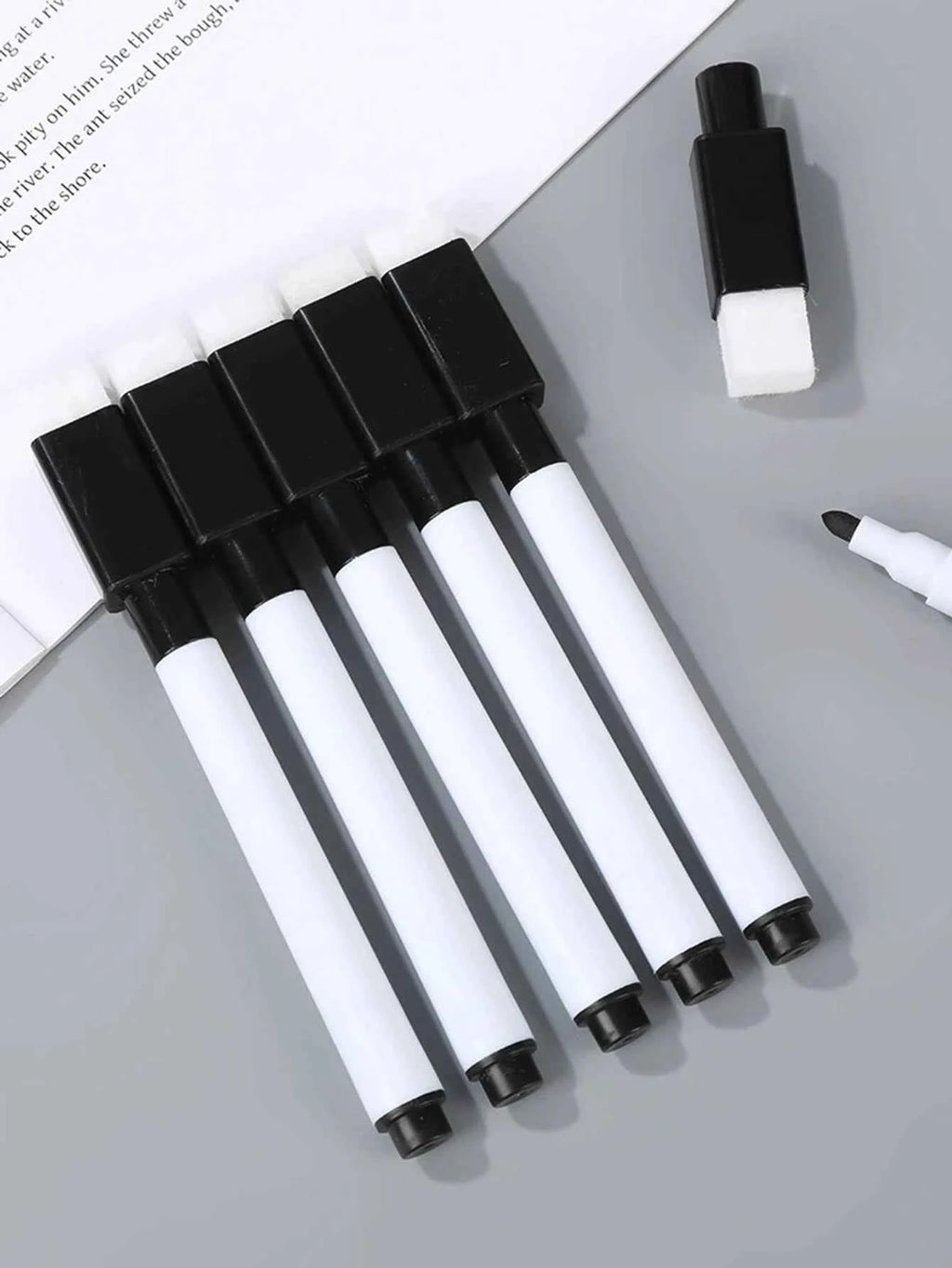 25/50Pcs Black Dry Erase Markers with Eraser Cap-MiniWhite Board Marker for Office School Supplies-Vastea