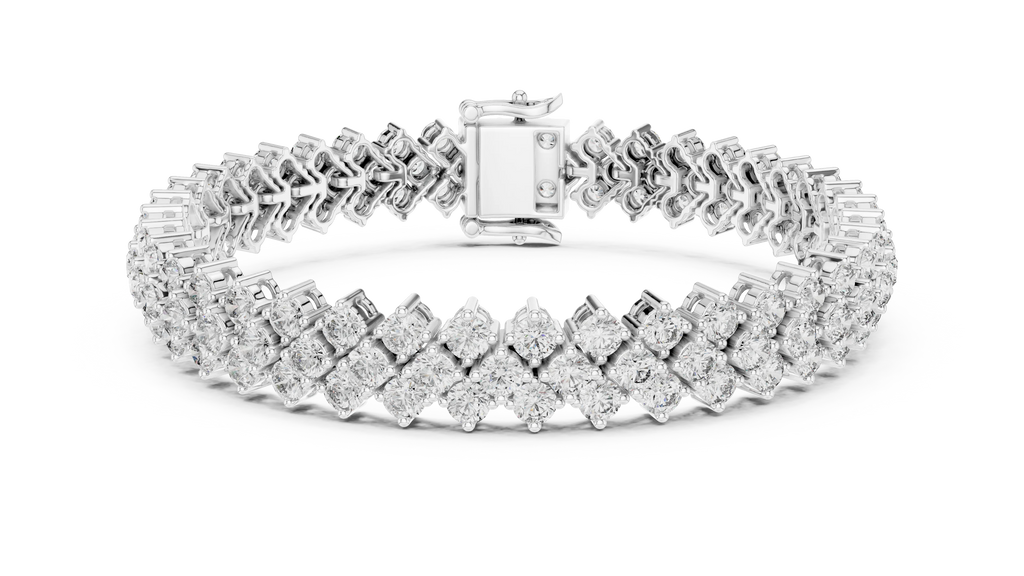 UNIQUE LAB GROWN CUT DIAMOND RHODIUM PLATED LUXURY TENNIS BRACELET SET 18KT WHITE GOLD DAILY OFFICE WEAR WEDDING ENGAGEMENT