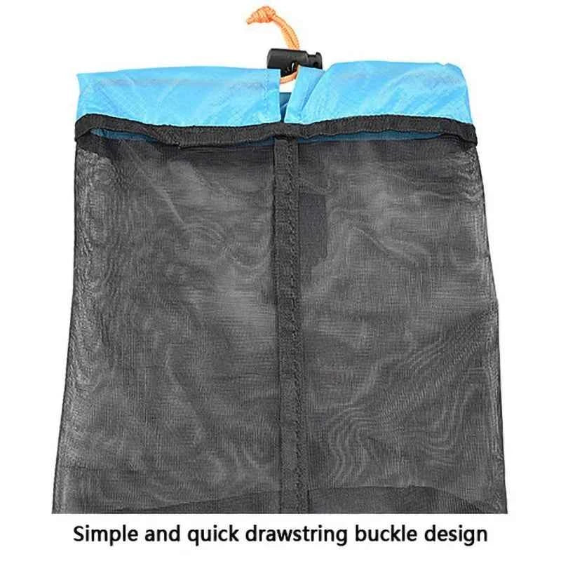 1Pcs Outdoor Ultralight Mesh Storage Bag For Sports Camping Drawstring Storage Pack Hiking Travel Tools Compression Bags