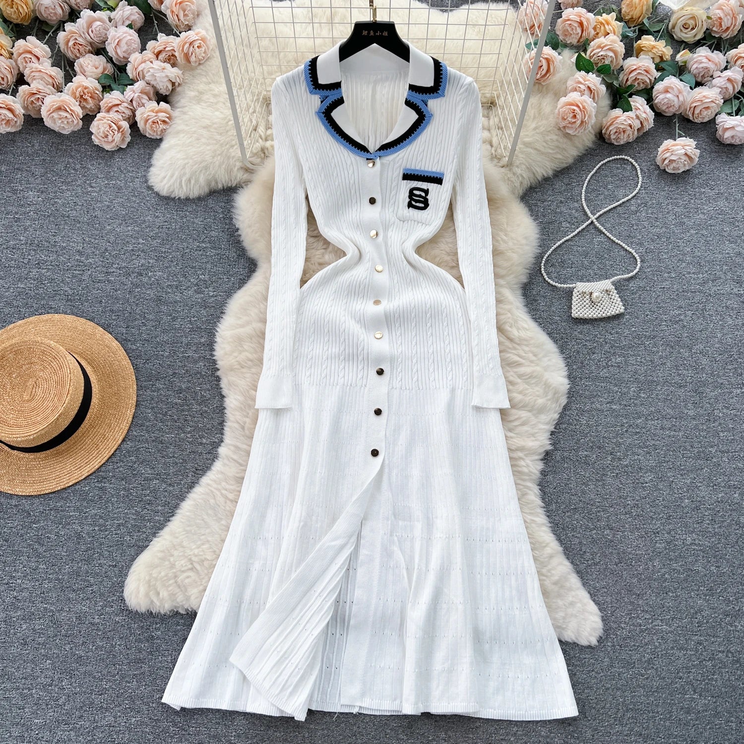 SINGREINY Autumn Winter Wear Dress Women Polo Single Breasted Pocket Design Bodycon Knitting Temperament Sweater Long Dresses