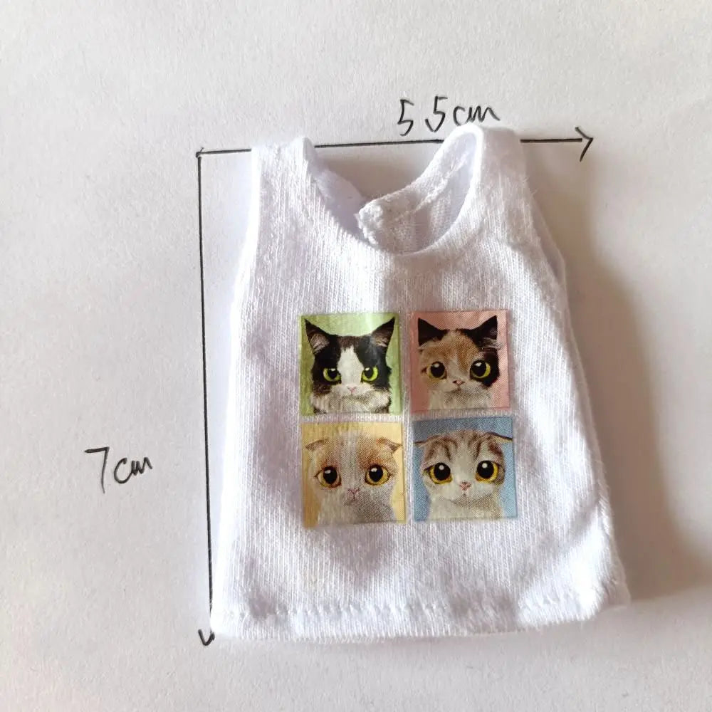 NEW Blyth Clothes T-Shirt Vest   Cute Cat print Vest clothes for Blyth, Momoko, Obistu, Licca , FR 1/6 Dolls Accessories