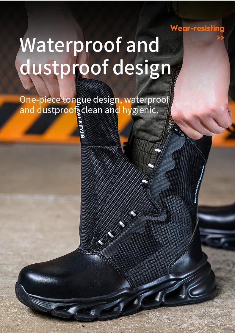 Fashion Work Boots Men Protective Shoes Safety Boots Steel Toe Shoes Outdoor Hiking Boots Light Tactical Boots Puncture-Proof