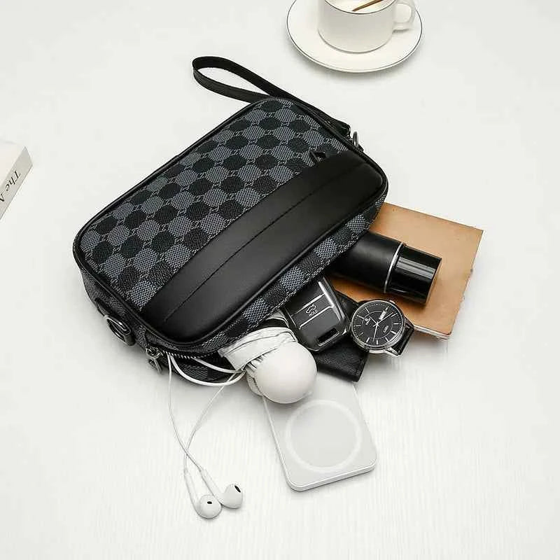 Top-quality PU Leather Men Waist Packs Business Crossbody Bags for Male Fashion Travel Storage Phone Shoulder Bags Clutch Bag