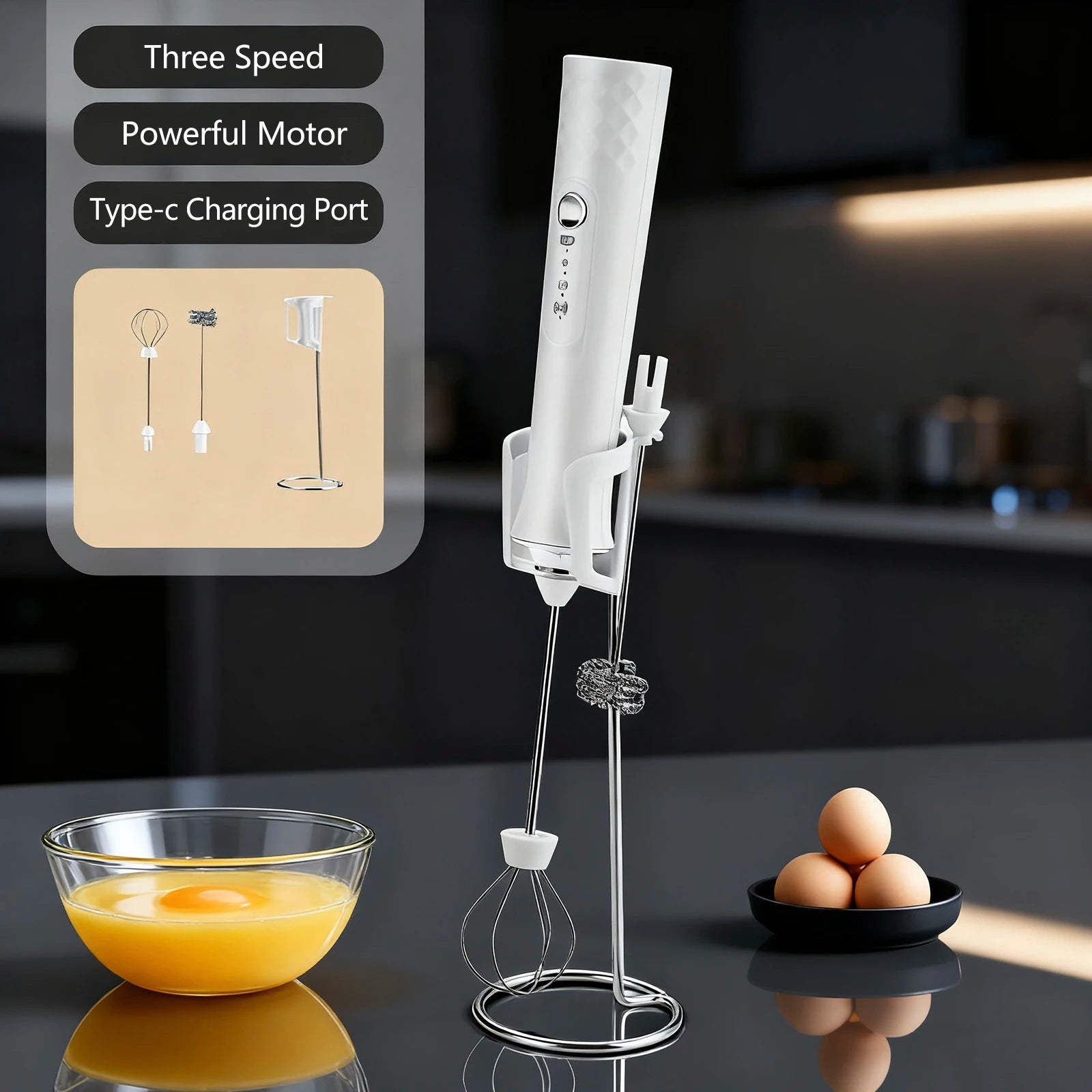 Milk Frother Wand Coffee Frother Handheld Foam Maker For Latte Rechargeable Electric Milk Frother Handheld Drink Mixer Gift Idea