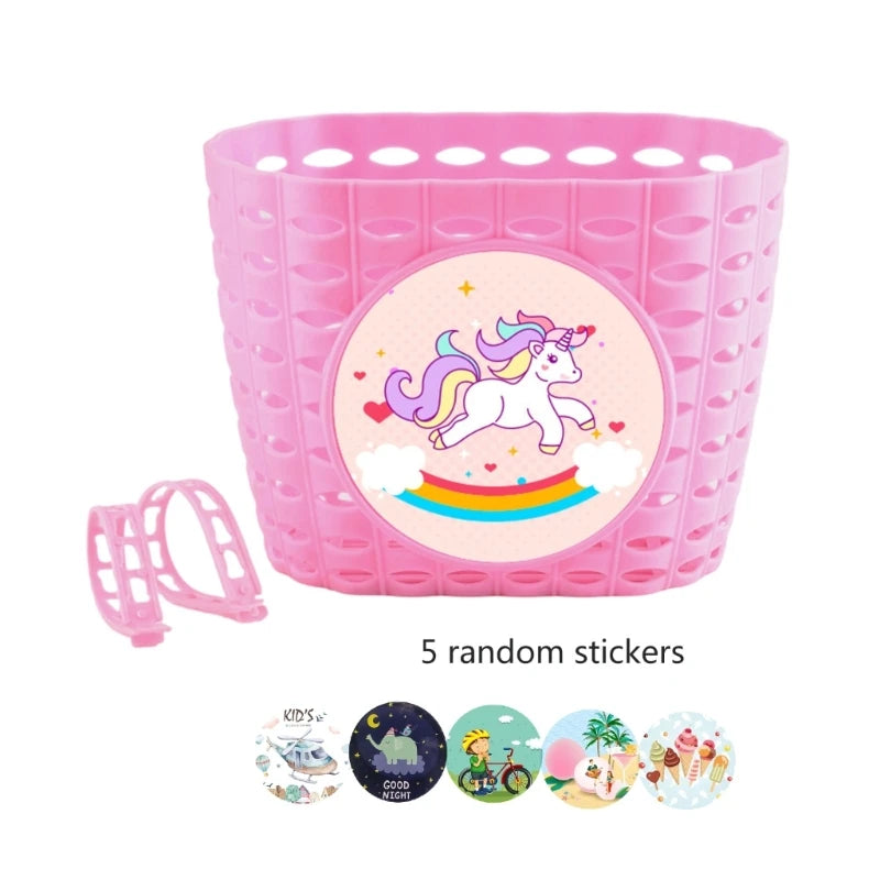 Kids Bike Basket for Boy Girl Front Bicylcles Handlebars Waterproof Basket with Fastens Strap Teen Small Bike Basket
