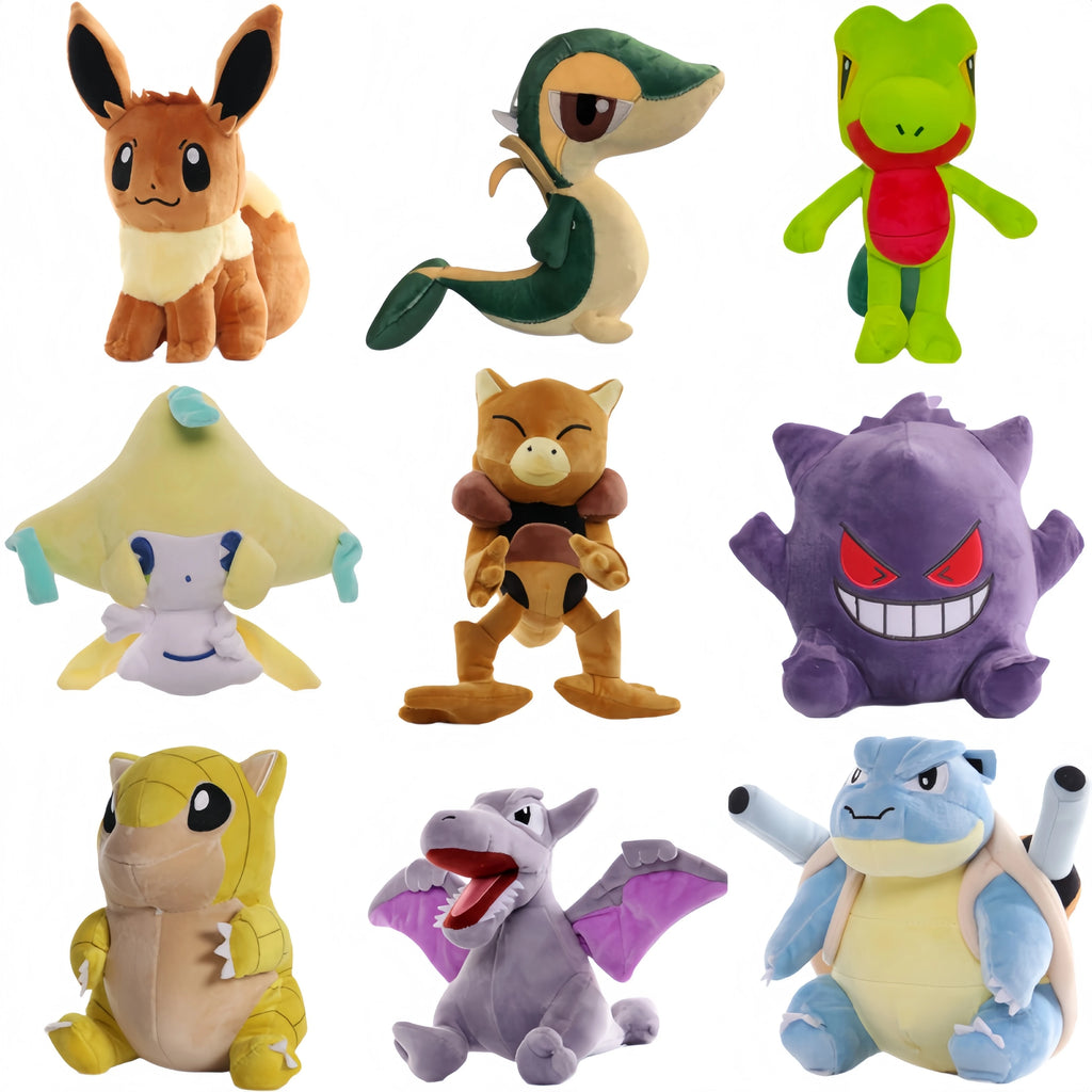 New Pokemon Snivy Abra Treecko Plush Kawaii Eevee Charizard Pikachu Genger Jirachi Blastoise Doll Aerodactyl Wholesale Gifts