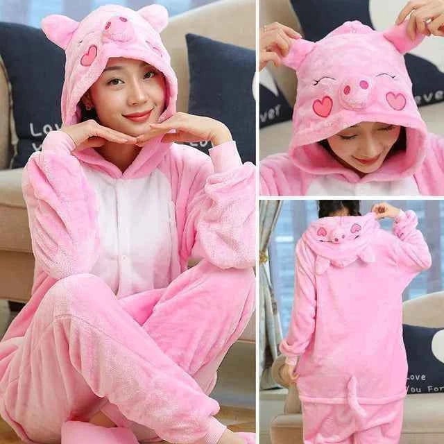 Adults Animal Onesies Unicorn Pajamas Couple Sleepwear Women Men Winter Unisex Kigurumi Costumes Cartoon Flannel Rabbit Pajamas