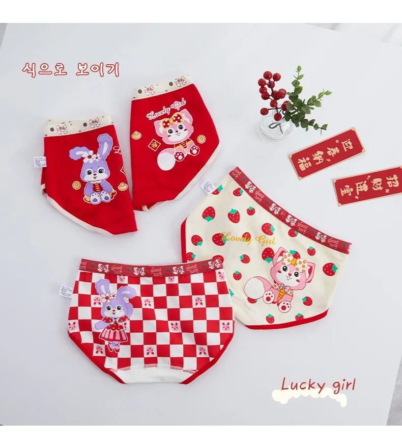 4PCS Soft Underwear Cartoon Children's Cotton Girl Panties Briefs Cute Shorts Panties for Girls Underwears Clothing Mother Kids