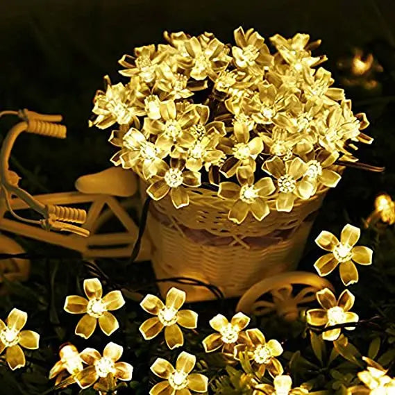 Solar Garden Lights Outdoor Solar Flower String Lights Solar Outdoor Lights Waterproof  Flower Lights Garden Decoration Outdoor