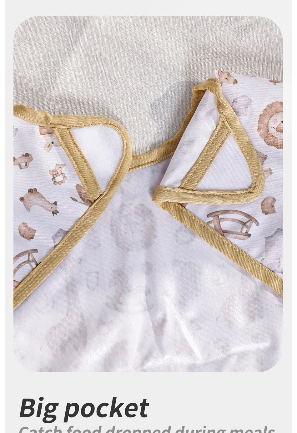 Elinfant waterproof magic tape baby feeding bibs, multifunctional breathable baby saliva towel burp cloth