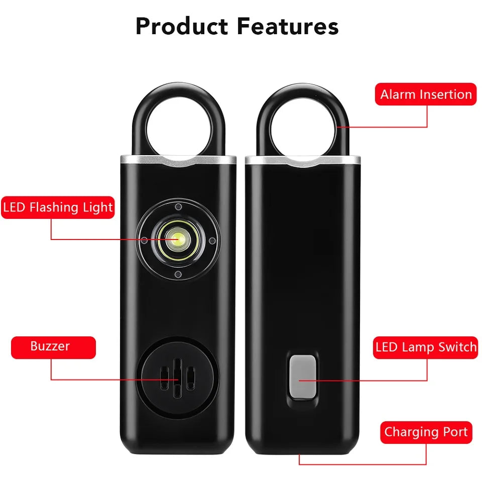WSDCAM Self Defense Alarm 130dB Anti-wolf Personal alarm for Girl Child Women Loud Panic Alarm Rechargeable Emergency Alarm