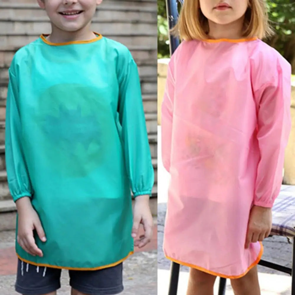 Solid Color Baby Bibs Waterproof Long Sleeve Apron Feeding Smock Bib Kids Apron Painting Drawing Coat for Children Birthday Gift