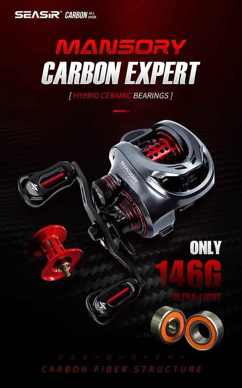 Seasir Mansory Baitcasting Fishing Reel 146g Ultralight Carbon 11+1 7.3:1 HS Ratio Hybrid Ceramic Bearing Double Spools Seawater