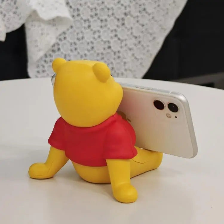 Funny Winnie The Pooh Phone Stand Holder for Desk Cute Bear Shape Universal Tablet Stand Dorm Room Decor Study Binge Watching