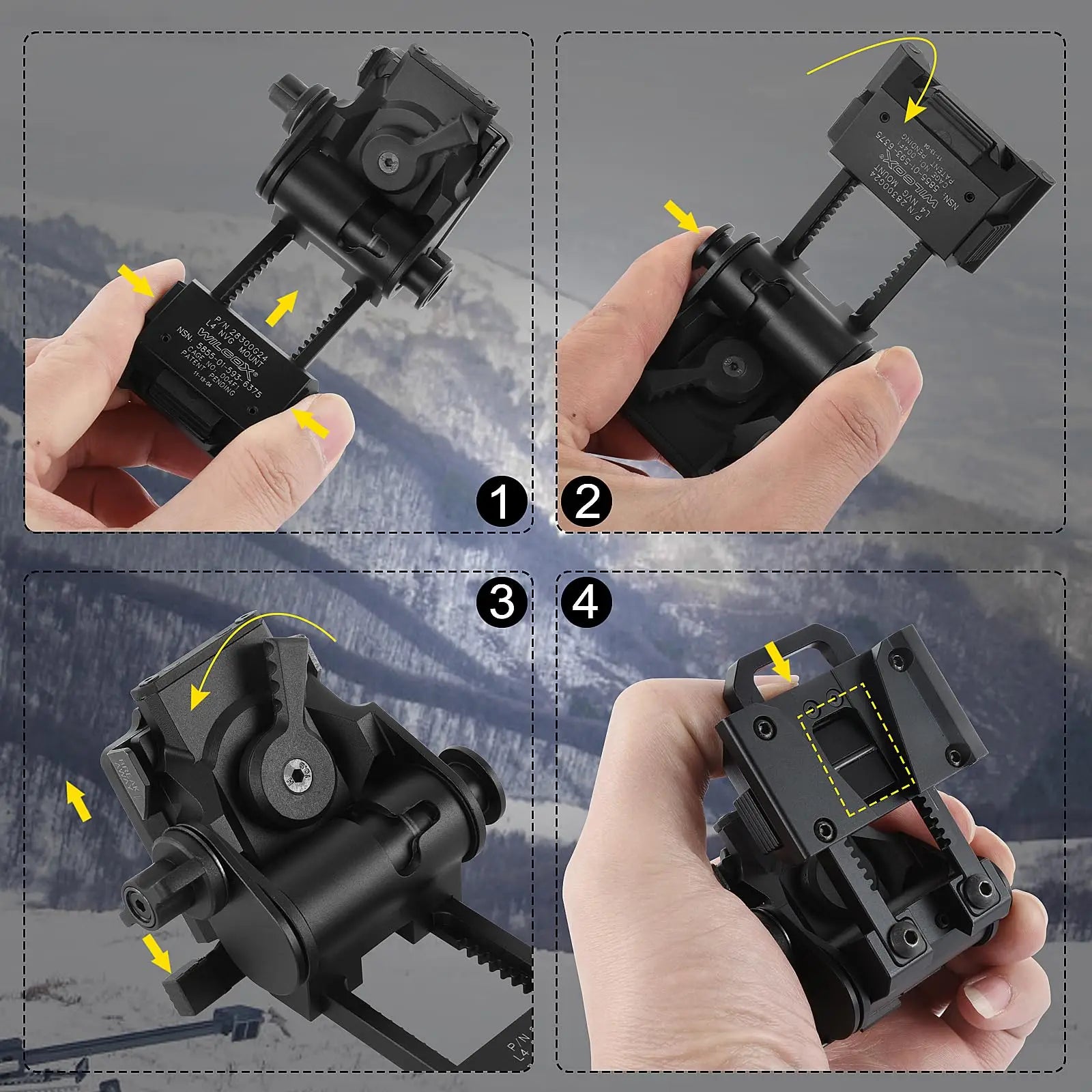 BOOIU New L4G24 NVG Tactical Helmet Mount Metal/Nylon Holder Bracket For PVS15/18  Goggles Night Vision Stent Helmet Accessories