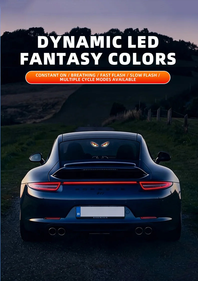 Solar Powered Car Neon Light Wireless Cool DEMON EYE Led Ambient Light Suction Cup USB Rechargeable Atmosphere Breathing Lamp