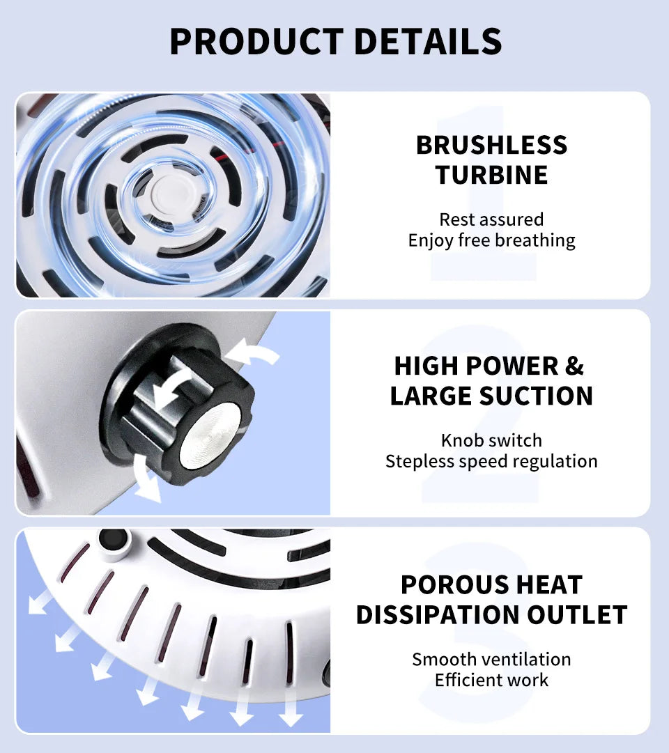 45000 RPM Super Suction Nail Dust Collector Powerful Nails Dust Extractor Nail Art Manicure Fan Vacuum Cleaner And Filter