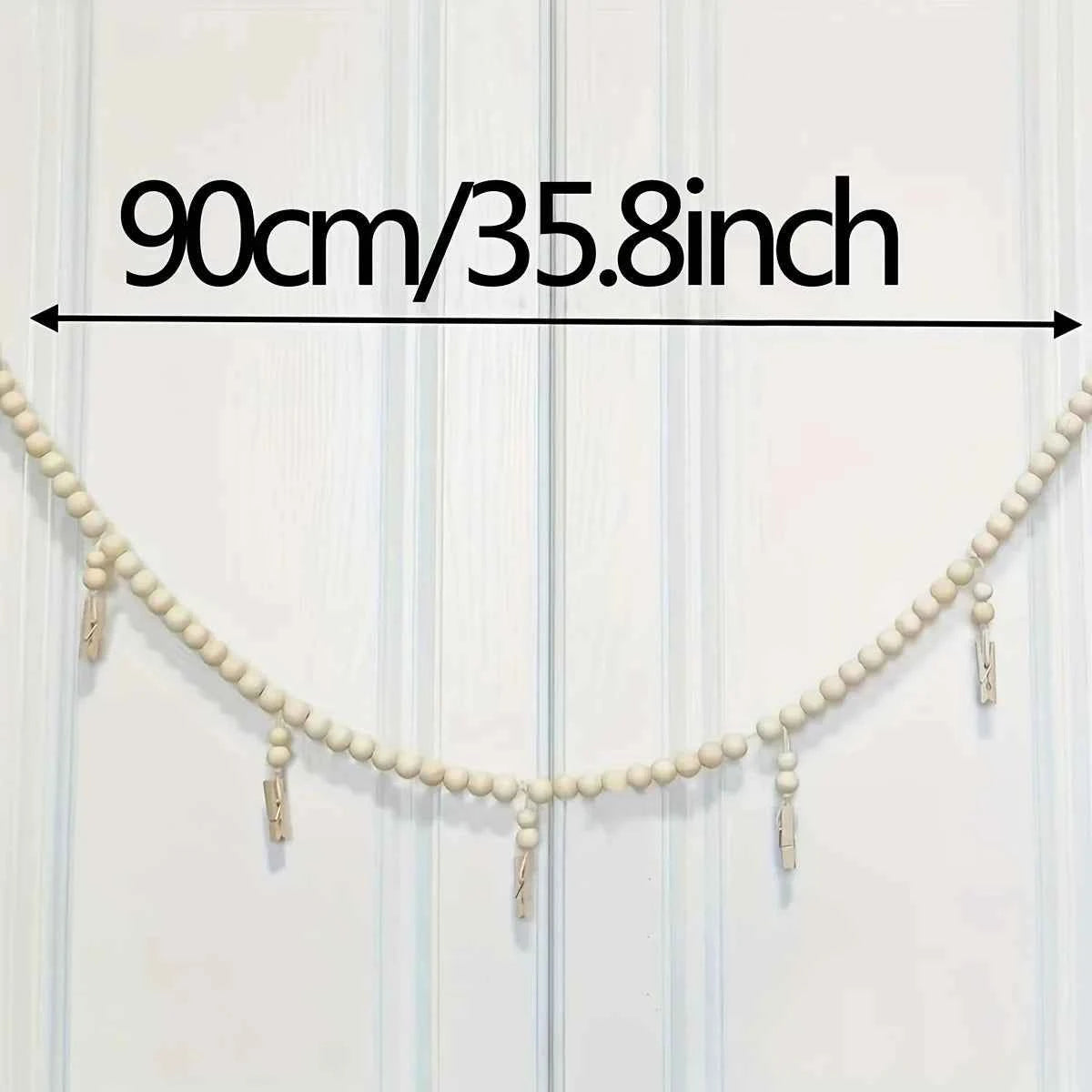 Boho Original Wood Hanging Photo Display Clip Wooden Bead Garland Wall Hanging Bedroom Living Room Dorm Party Home Decor Gifts