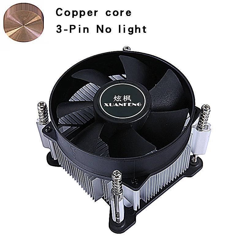 PC Efficient Copper Core/Aluminum Core Processor Cooler Cpu Fan Mute 3pin4pin PWM Air-cooled Install LGA1150 1151 1155 1156 1200