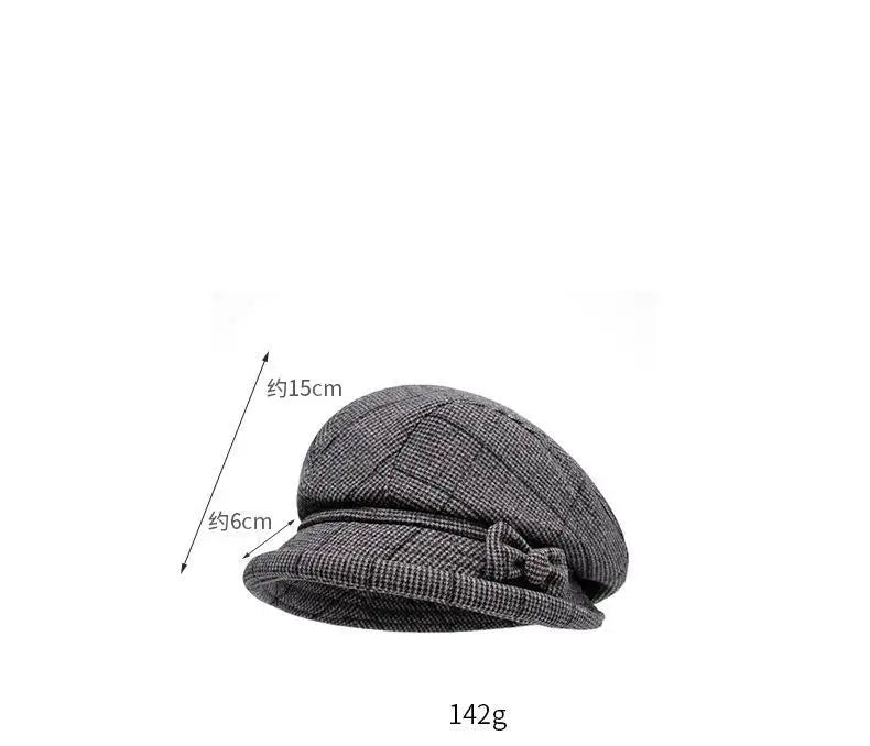 Elegant Women's Beret Hat With Bow - Autumn Winter Short Brim Beanie, Stylish & Warm Casual Headwear For Women Mother'gift New