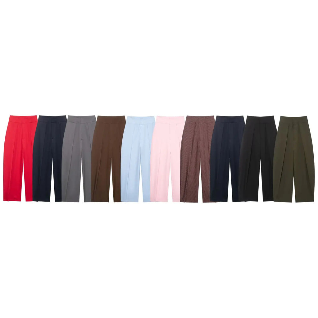 Koekop Office outfits High-waisted pleated balloon Ladies Pants Fashion Office Wear High waist Pants for Women Formal Pants