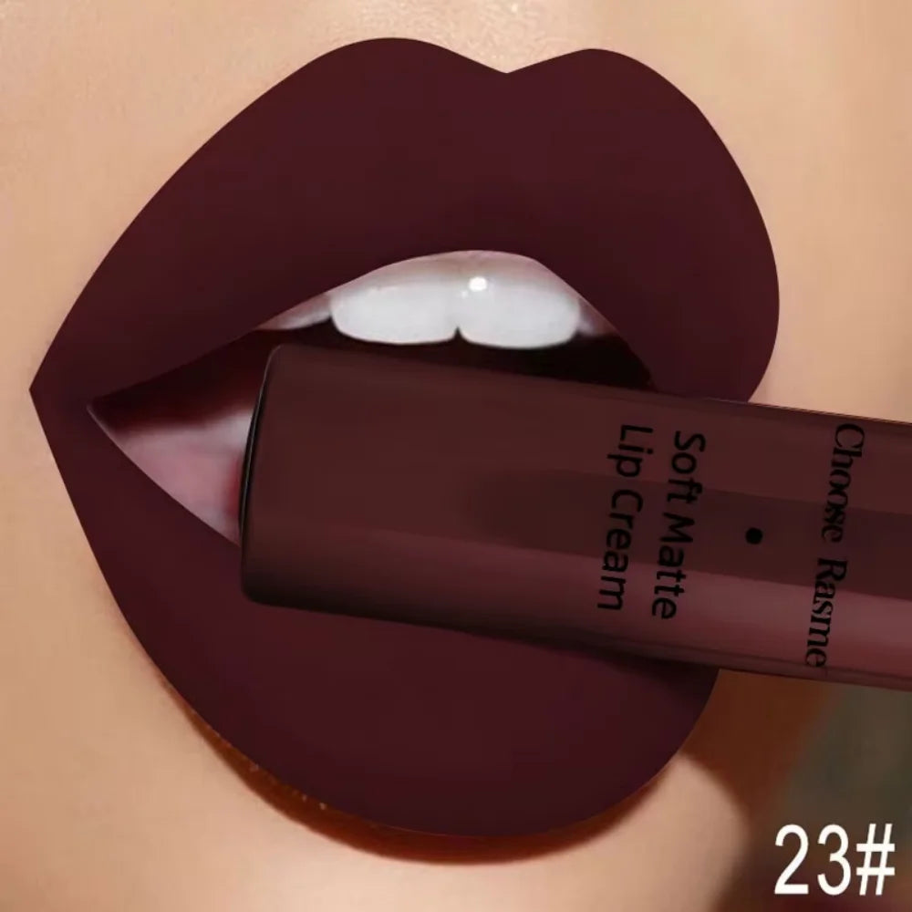 QIBEST Sexy Velvet Matte Lip Gloss Liquid Lipstick Lipgloss Beauty Red Nude Waterproof Long-lasting Lip Stain Makeup For Women