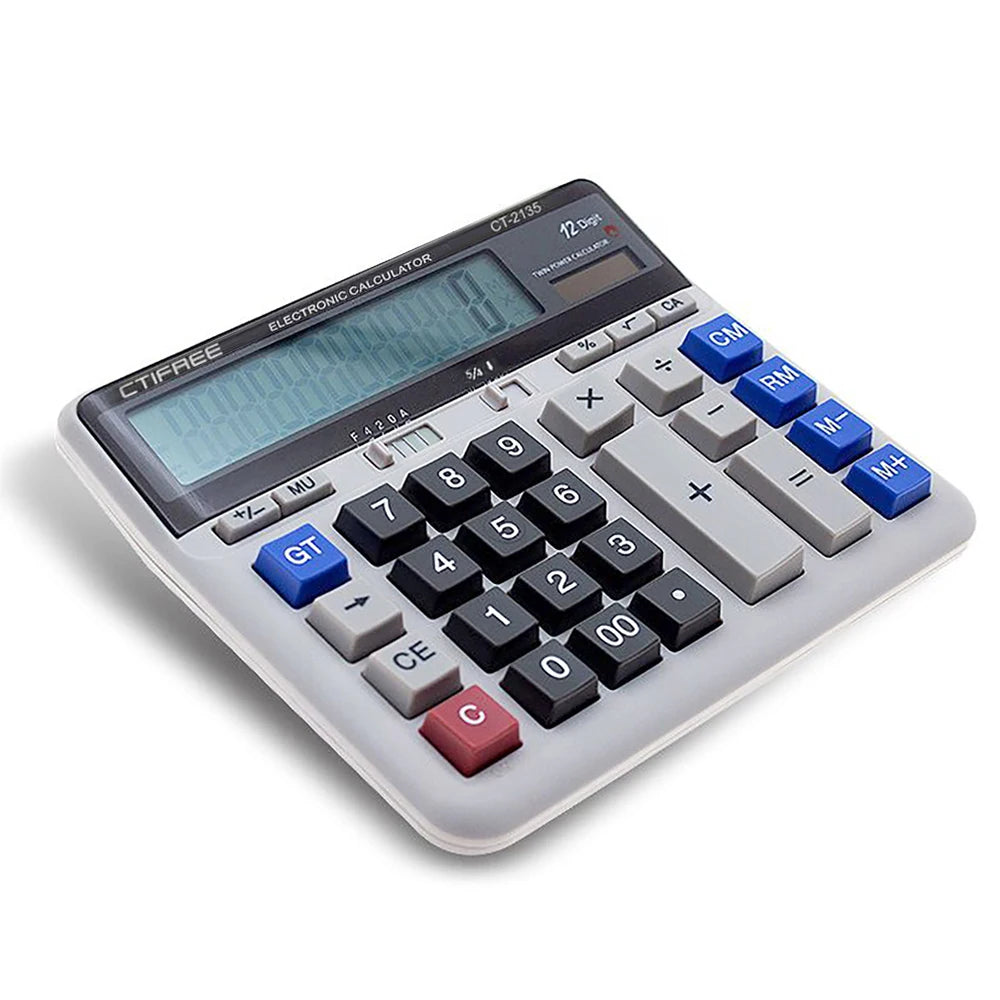 Computer Electronic Calculator Counter Solar & Battery Power 12 Digit Display Big Button Calculators for Business Office School
