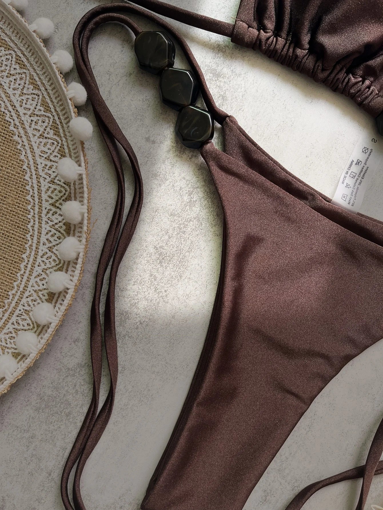 2026 Sexy Bead Bikini Swimwear Women Halter Bikini Swimsuit Beach Halter V Neck Bikini Set Beachwear Summer Bathing Suit