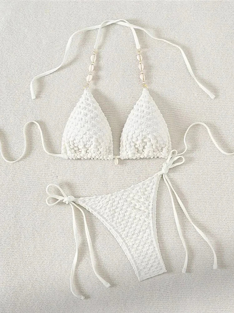 Circyy Sexy Bikini Set Women Swimsuit Two-Piece Swimwear Chic Decoration Halter Lace Up Backless Bathing 2026 Fashion Beachwear