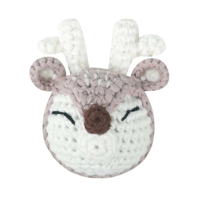 Crochet Animal Baby Pacifier Clip Accessories Handmade Knitted Bunny Teether Beads Newborn Nipple Clip Dummy Soother Holder Toy