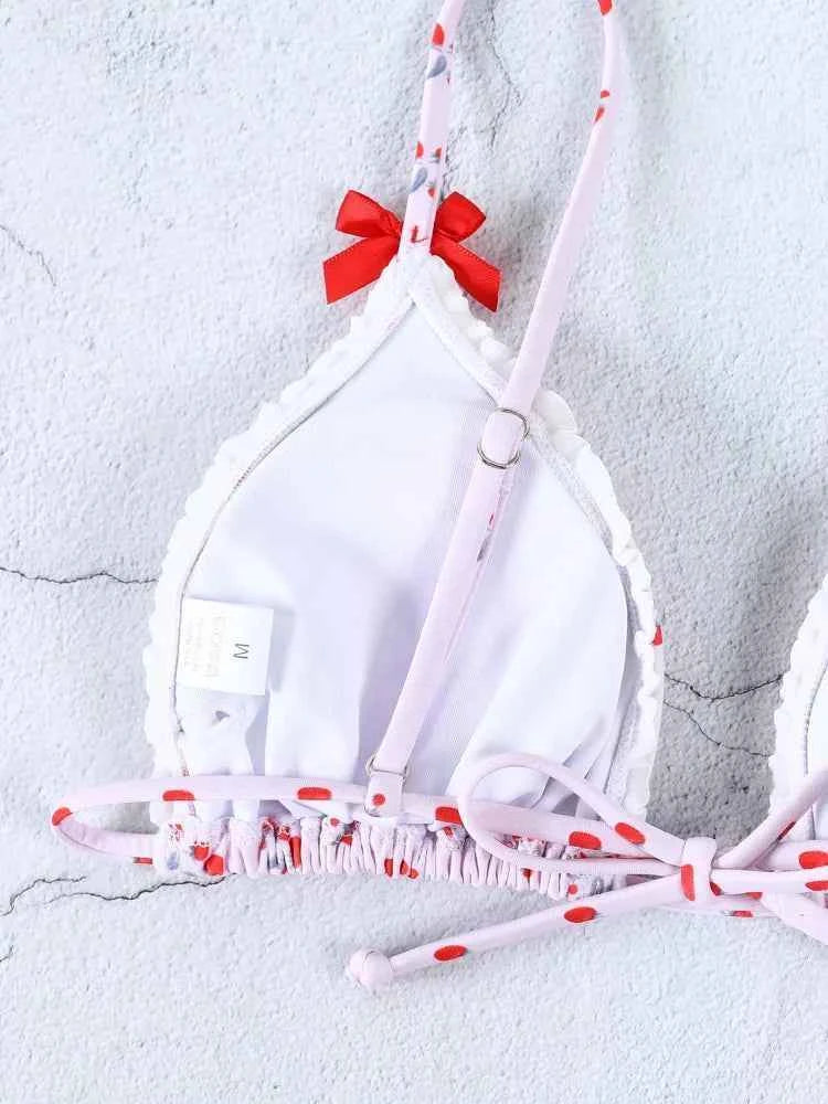 Triangle Bikinis Bow Swimsuit Women Sexy Swimwear Bandage Bikini Set Summer Biquini Female Beachwear Low Waist Thong Swimsuits