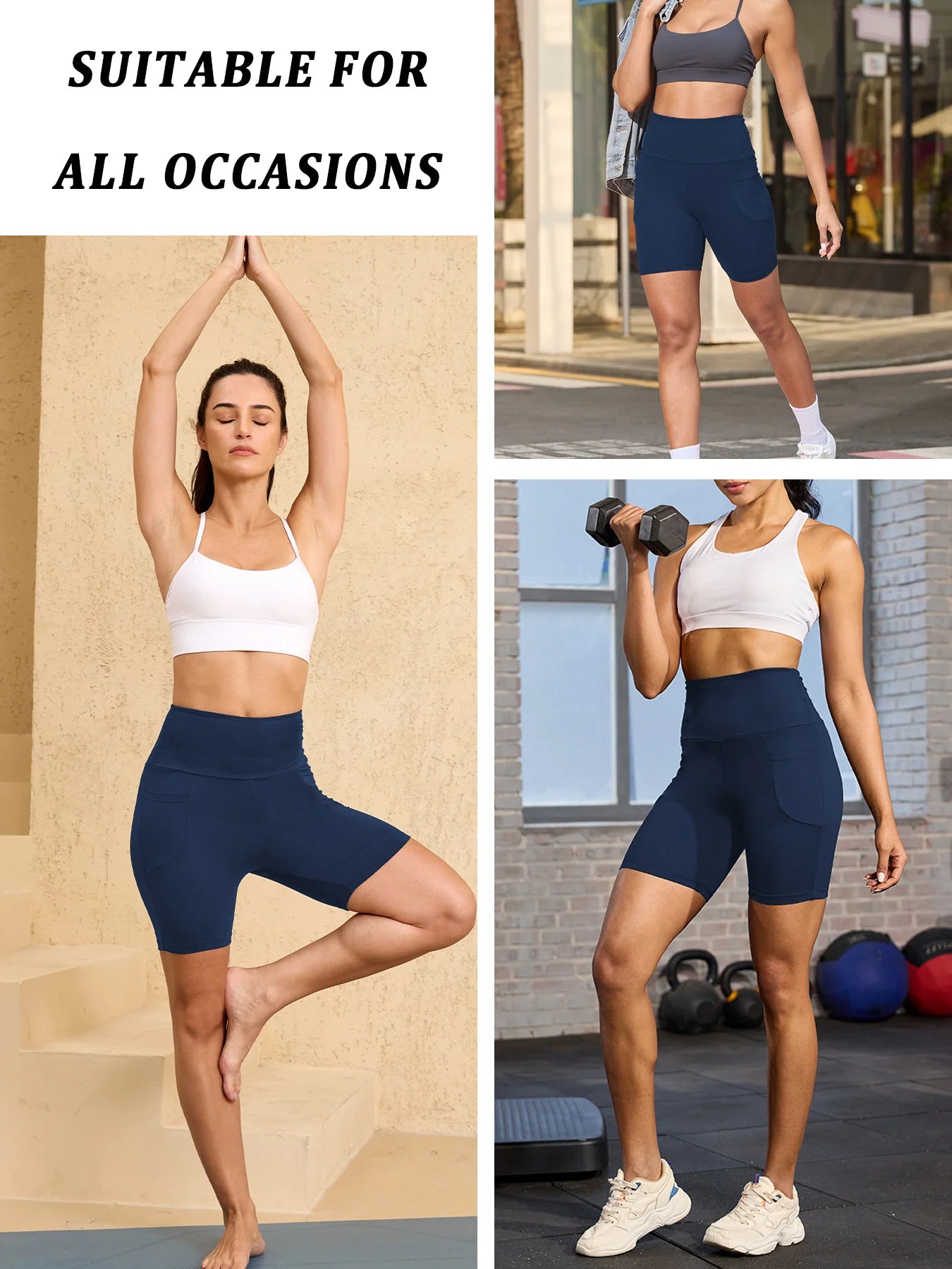 Plus Size Women Athletic Shorts with Pockets.5 Inch High Waisted Biker Super Soft Tummy Control No See Through