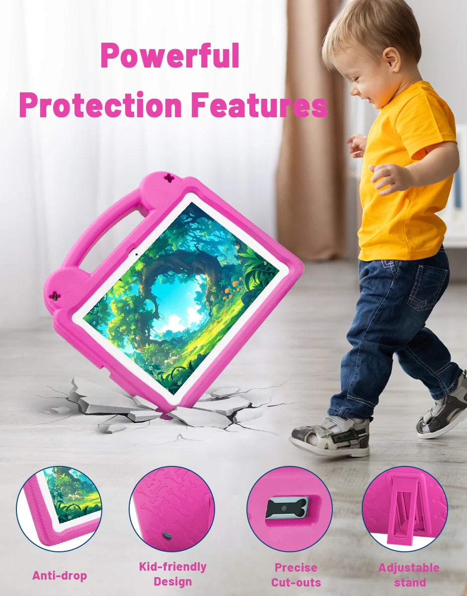 Kids Tablet Android 15 Tablet 10.1inch for Kids with Protective Case Octa-Core 8GB 64GB 1TB Expand Dual Camera Parental Control
