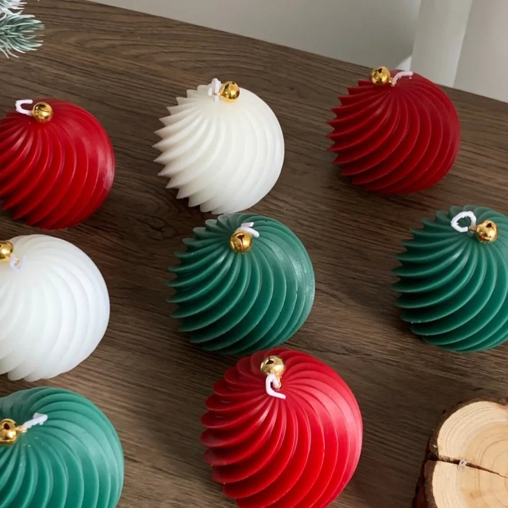 1-21pcs Rotate Ball Silicone Candle Mold Golden Bell DIY Resin Plaster Making Kit Handmade Christmas Souvenirs Winter Home Decor