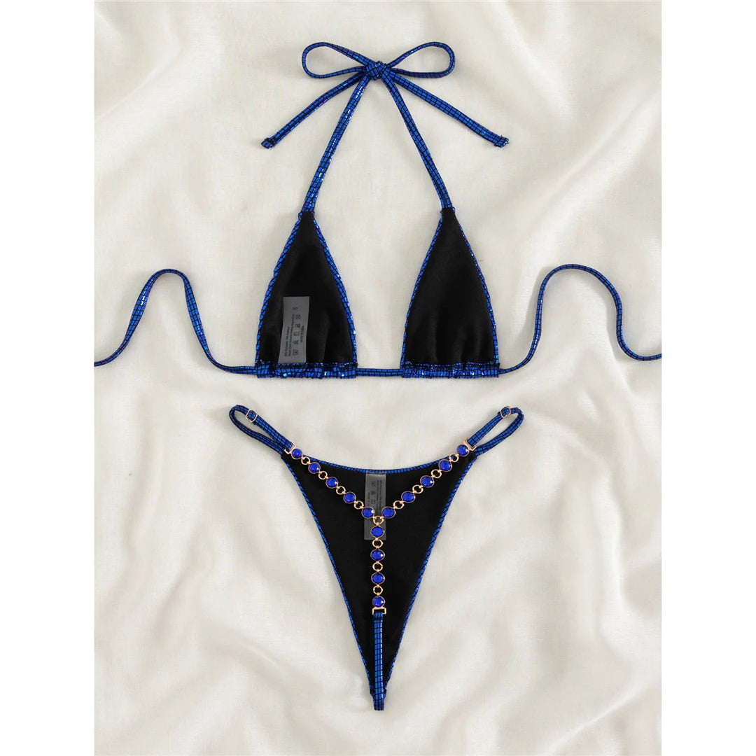 Sexy Diamond Extreme String Mini Micro Bikini Women Swimwear Female Swimsuit Two-piece Bikini set Bather Bathing Suit Swim V5180