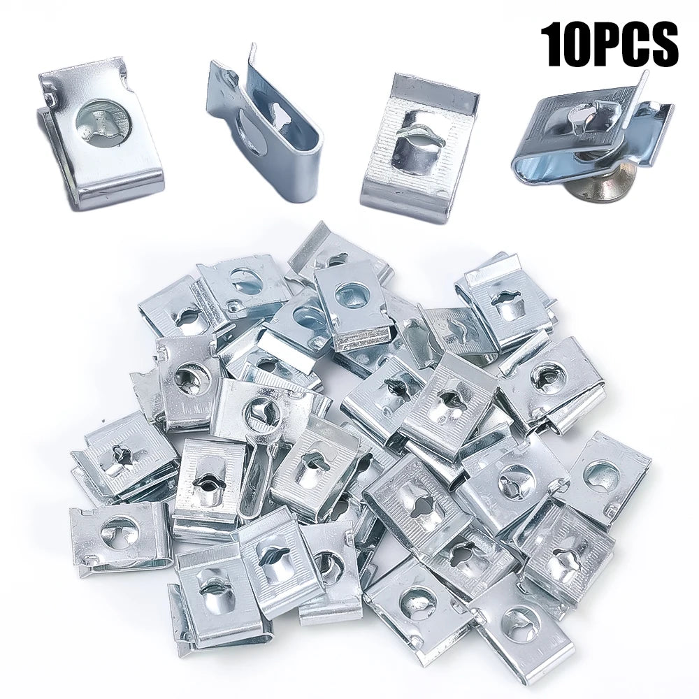 Auto Self-tapping Screw Clips U-clamp with Threaded Nut Clips Auto Fender Fastener Clips for Auto Motorcycle Scooter Parts